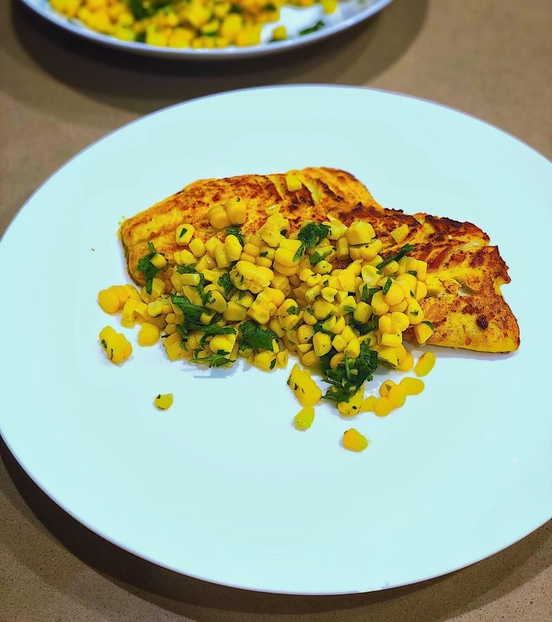 Spicy Fish with Corn & Coriander Salsa Fork That's Good
